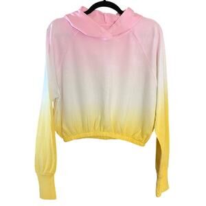Victoria's Secret Sport Pink Yellow Ombré Cropped Sweatshirt Hoodie Size XS‎